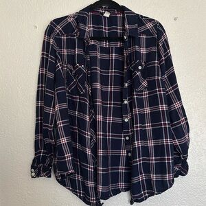 Torrid navy plaid button up